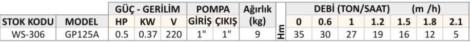 GP125A OTOMATİK HİDROFOR POMPASI